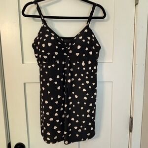 MeetCurve Black White Polka Dot One-piece Bathing Suit Ruched V-Neck Plus 2XL